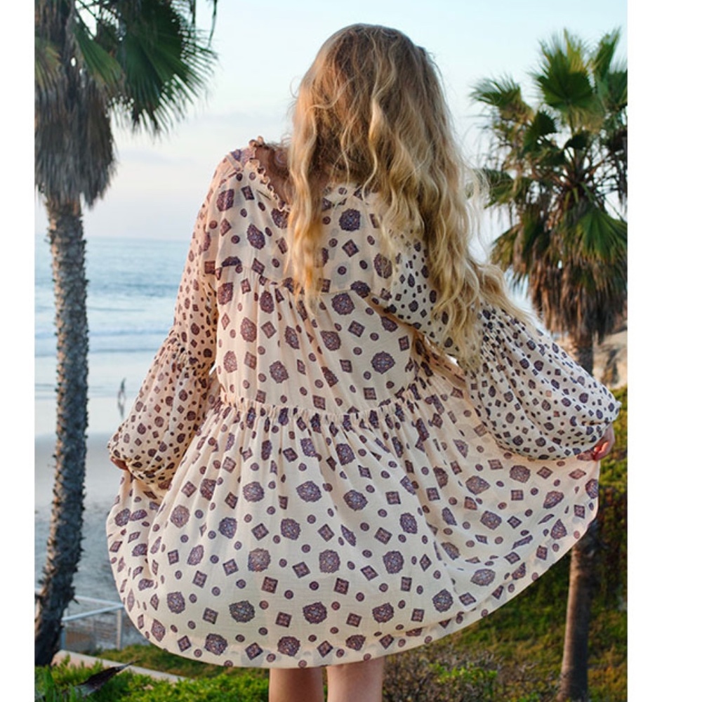 Free People Turn Turn Long Sleeve Mini Dress